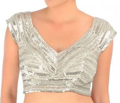 Short sleeved blouse in silver white color