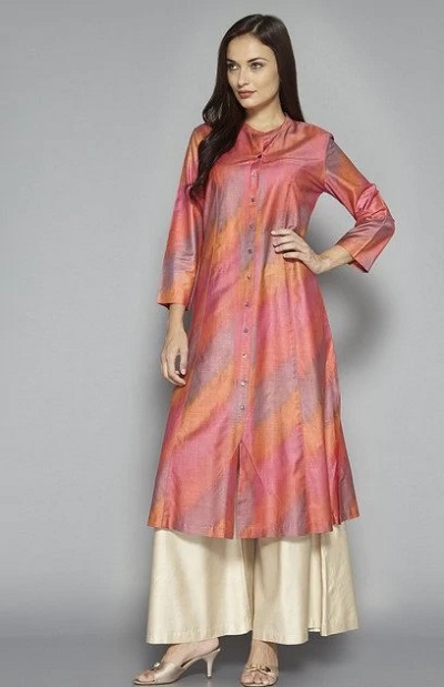 Silk Multi Colored Kurta Pattern For Office