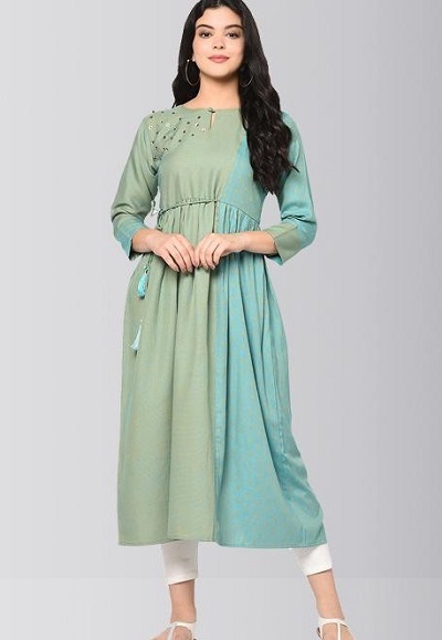 Simple Kurti With Drawstring At The Waist