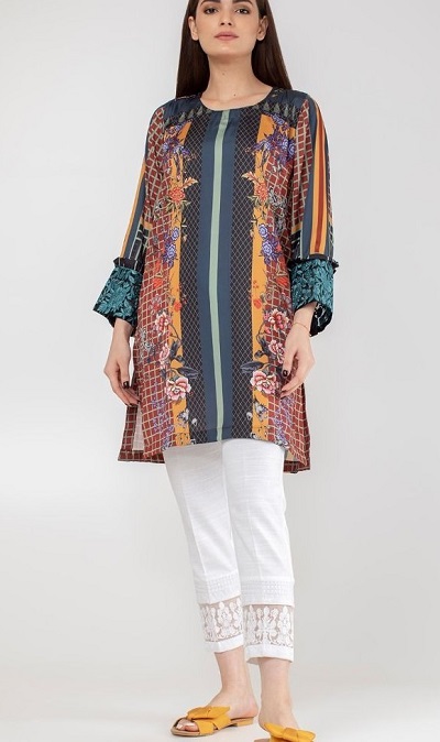 Simple Office Wear Short Kurti With Long Sleeves