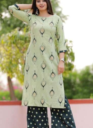 Simple Printed Three Fourth Sleeves Office Wear Kurti