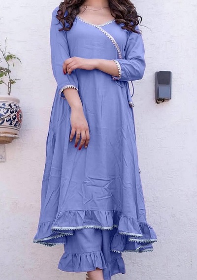 Stylish Angrakha Style A Line Kurta With Beads