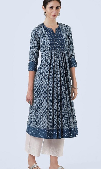 Stylish Centre Printed A Line Kurti For Office