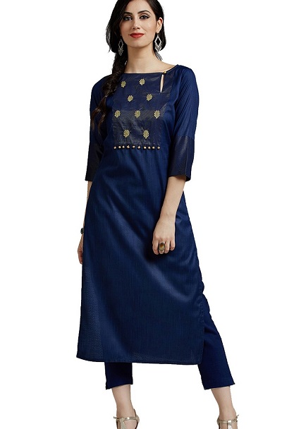 Stylish Embroidered Long Kurti In Art Silk Fabric