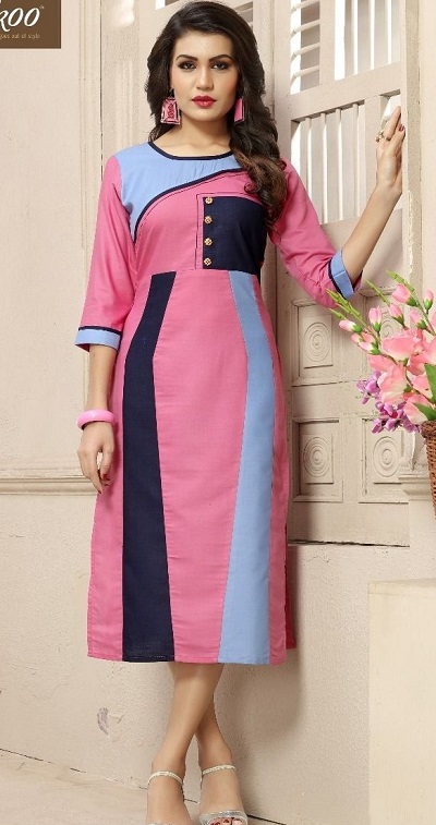 Stylish Office Kurta In Multi Colored Panels