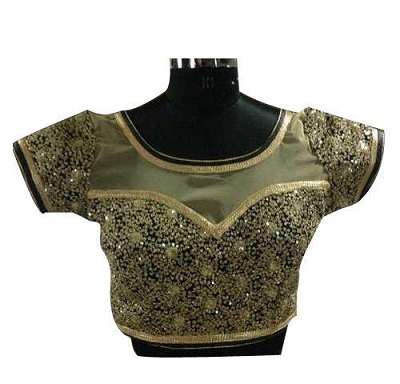 Stylish patch work blouse with stone and bead
