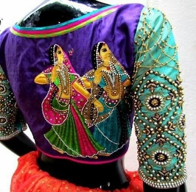 Stylish pattern work saree blouse
