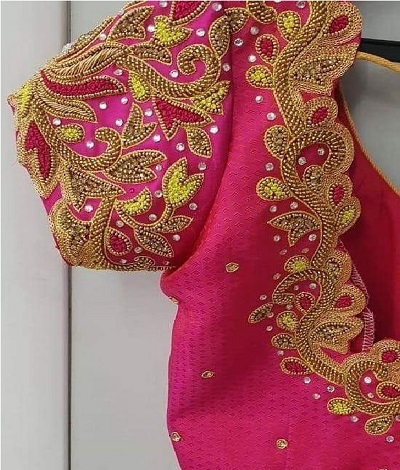 Stylish silk pink party wear blouse