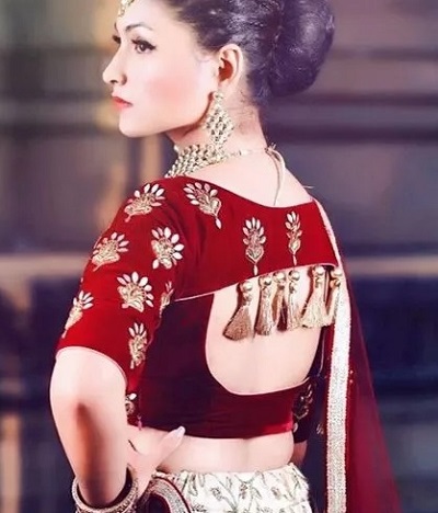 Tassled Designer saree blouse design
