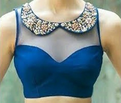 peterpan collar blue blouse design