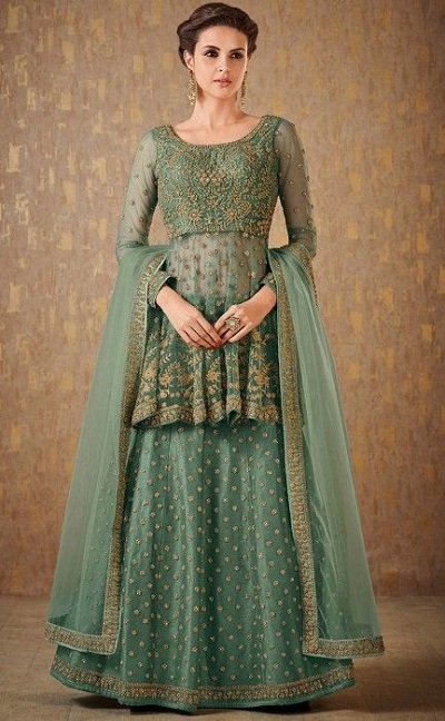 Anarkali dress with lehenga and dupatta