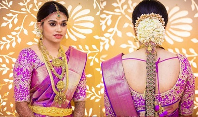 Heavy Embellished Bridal Silk Saree Blouse Patter