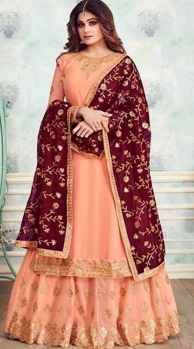 Heavy dupatta kurta lehenga Dress for festival