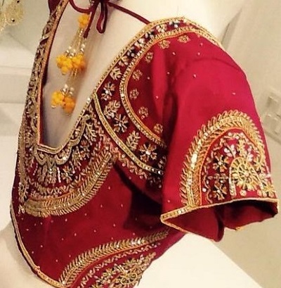 New Model Maroon Saree Work Bridal Blouse
