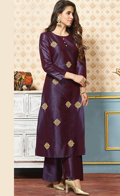 Purple Color Kurti with Palazzo Design