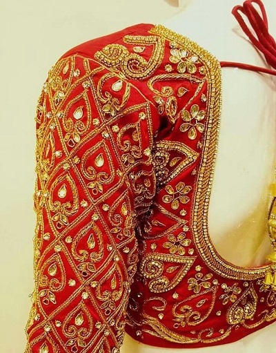 Red Bridal Kundan And Zari Work Blouse