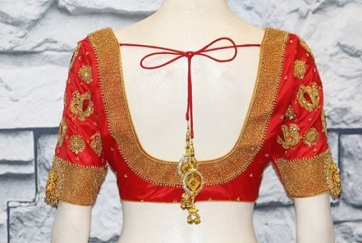 Simple Red Silk Saree Blouse Design