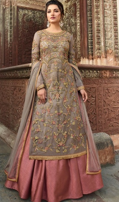 Stylish party wear lehenga with straight Kurta dress