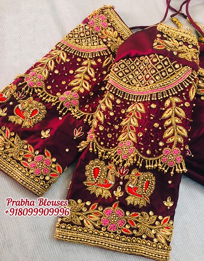 Velvet Blouse With Saree And Work For Brides