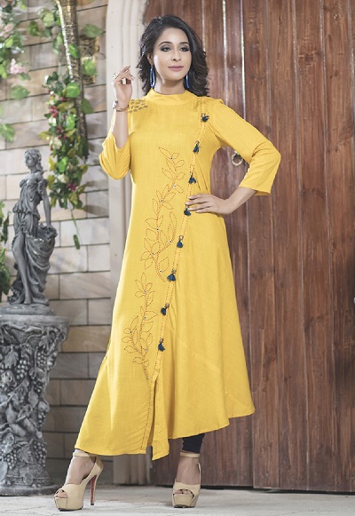 Yellow party Kurti design