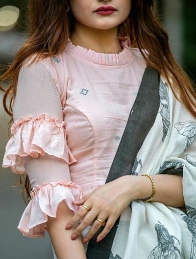 Double Tiered Ruffle Sleeves Blouse style