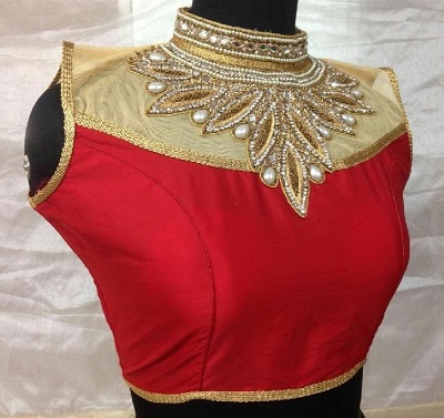Embroidered saree blouse design