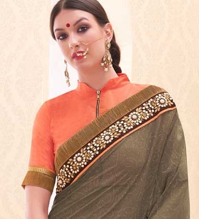 High neck collar hot sale saree blouse designs