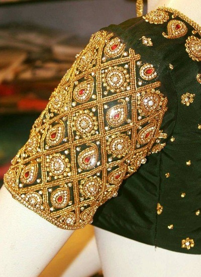 Heavy Maggam And Stone Work Bridal Blouse