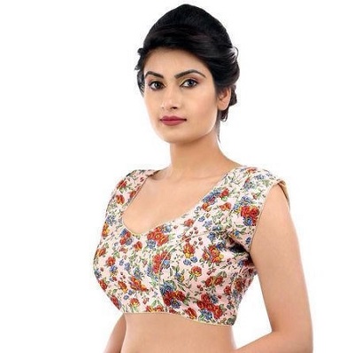 Refreshing Printed Saree Blouse Design