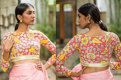 Side Keyhole Design saree Blouse Pattern