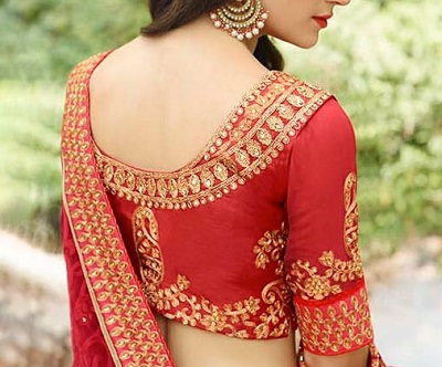 Silk Red Saree Blouse Design