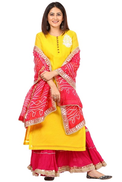 Bandhej Cotton skirt and kameez Design