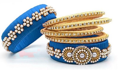 Blue and Gold Bangle Set For Suits and Sarees