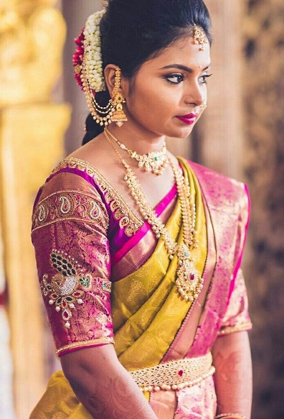 Bridal Nauvari Maharashtrian Silk Saree Blouse