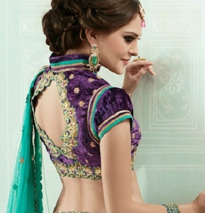Collar Saree Blouse Design With Backless Pattern