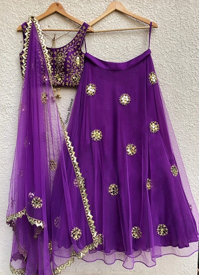 Dark Purple lehenga choli pattern