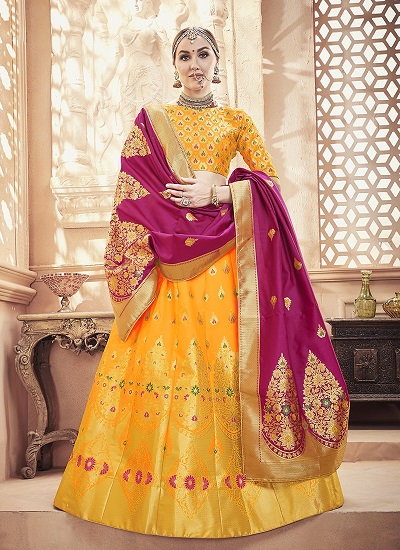 Elegant Silk Lehenga in yellow