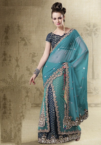 Embroidery Work Lehenga in Saree