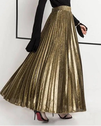 Gold Pleated Partwear Skirt