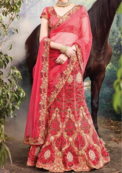 Heavy Wedding Lehenga Style Saree