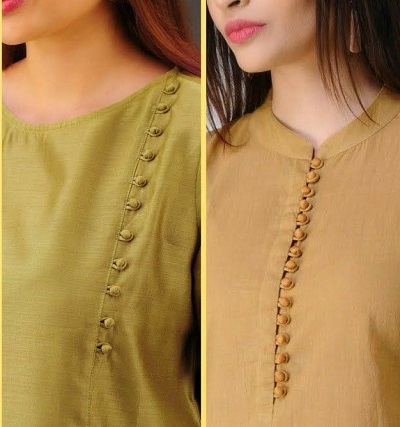 Kurti Neck Design with Potli Buttons