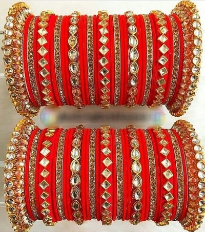 Latest Orange Bangle Set pattern