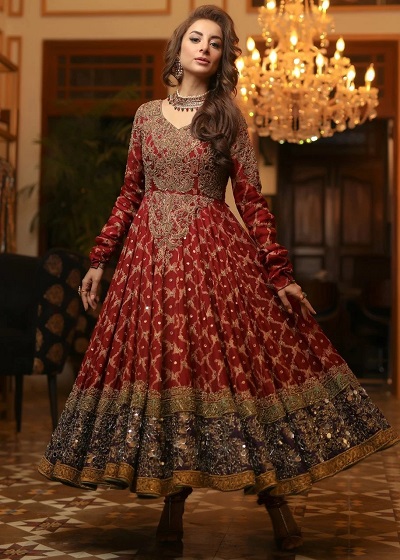 Long Churidar Dress with Banarasi Dupatta