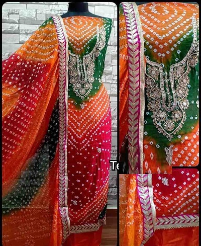 Multi Color Bandhej Dress material