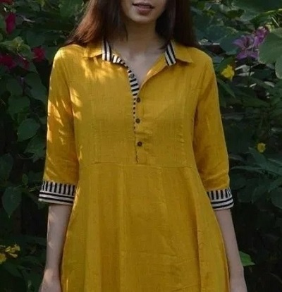 Neckline with Shirt Collared Design for Kurti