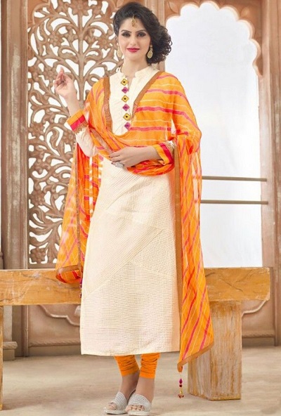 Orange Colored Bandhani Salwar Suit
