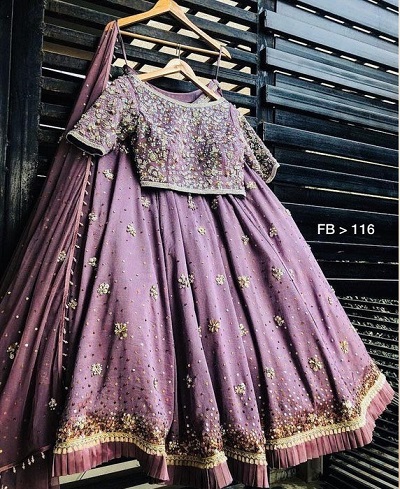 Pale purple designer lehenga pattern