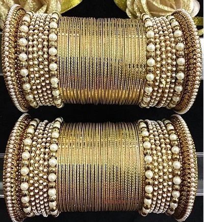 Pearl and Gold Bangle Set