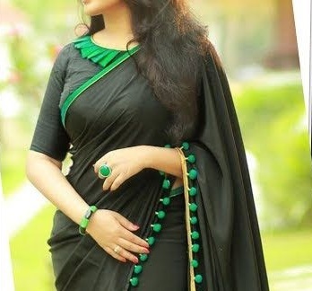 Pleated Collared Cotton Saree Blouse Design