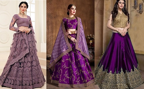 Buy Shikhar Sharma Purple Orchid Gota Embroidered Shimmer Lehenga Set  Online | Aza Fashions